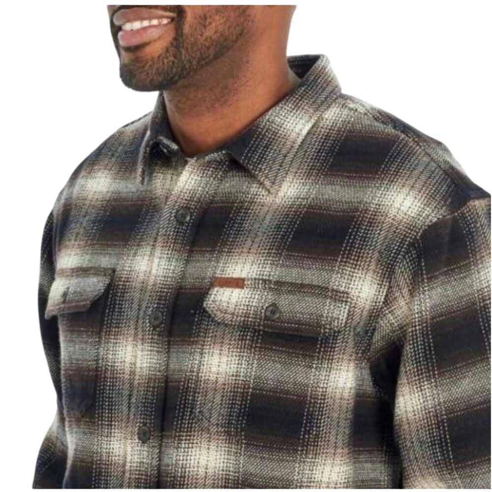 Orvis Heavyweight Double Brushed Flannel Shirt, Brown & Cream Plaid, Men's 2XL